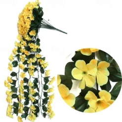 Vivid Artificial Hanging Orchid Bunch Simulation Flower Vine Violet Hanging Flower Vine Wall Hanging Orchid Hanging Basket Flower Balcony Home Decoration Flower Wall For Wedding Garden Decoration