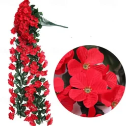 Vivid Artificial Hanging Orchid Bunch Simulation Flower Vine Violet Hanging Flower Vine Wall Hanging Orchid Hanging Basket Flower Balcony Home Decoration Flower Wall For Wedding Garden Decoration