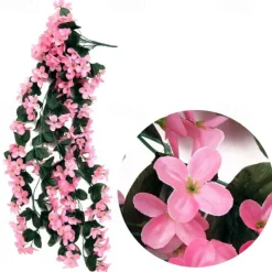 Vivid Artificial Hanging Orchid Bunch Simulation Flower Vine Violet Hanging Flower Vine Wall Hanging Orchid Hanging Basket Flower Balcony Home Decoration Flower Wall For Wedding Garden Decoration