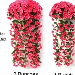 Vivid Artificial Hanging Orchid Bunch Simulation Flower Vine Violet Hanging Flower Vine Wall Hanging Orchid Hanging Basket Flower Balcony Home Decoration Flower Wall For Wedding Garden Decoration