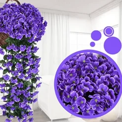 Vivid Artificial Hanging Orchid Bunch Simulation Flower Vine Violet Hanging Flower Vine Wall Hanging Orchid Hanging Basket Flower Balcony Home Decoration Flower Wall For Wedding Garden Decoration