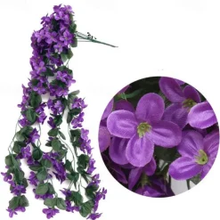 Vivid Artificial Hanging Orchid Bunch Simulation Flower Vine Violet Hanging Flower Vine Wall Hanging Orchid Hanging Basket Flower Balcony Home Decoration Flower Wall For Wedding Garden Decoration