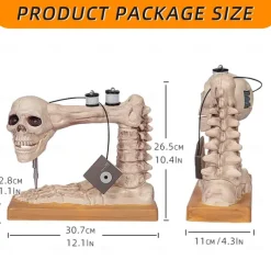 Voice Controlled Skeleton Sewing Machine, Realistic Skeleton with Spooky Sounds Decoration, Figurine Perfect Halloween Decoration for Outdoor Indoor Yard Haunted House Decor