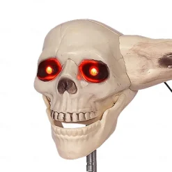 Voice Controlled Skeleton Sewing Machine, Realistic Skeleton with Spooky Sounds Decoration, Figurine Perfect Halloween Decoration for Outdoor Indoor Yard Haunted House Decor