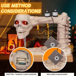 Voice Controlled Skeleton Sewing Machine, Realistic Skeleton with Spooky Sounds Decoration, Figurine Perfect Halloween Decoration for Outdoor Indoor Yard Haunted House Decor