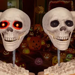 Voice Controlled Skeleton Sewing Machine, Realistic Skeleton with Spooky Sounds Decoration, Figurine Perfect Halloween Decoration for Outdoor Indoor Yard Haunted House Decor