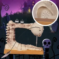 Voice Controlled Skeleton Sewing Machine, Realistic Skeleton with Spooky Sounds Decoration, Figurine Perfect Halloween Decoration for Outdoor Indoor Yard Haunted House Decor