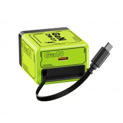 45W GaN Charger Fast Charging,Retractable Phone Charger Wall Plug with Lightening and Type-C Cables, for Phone, Android and More