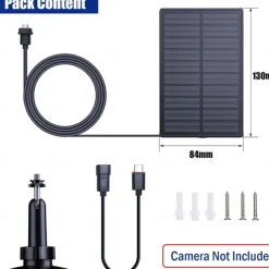 2W Solar for Security Camera, Solar Panel Charger Compatible with Blink Outdoor (3rd Gen) Camera & Blink Outdoor 4 (4th Gen) Cameras, USB Solar Panel for Wyze Camera Outdoor