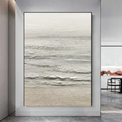 Wabi sabi art hand painted White Sea Waves Decor Oil Painting Large Wall Hand Painted Texture Sea Landscape Painting Fashion Wall Art wave oil painting White Beach canvas Oil Painting christmas gift
