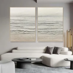 Wabi sabi art hand painted White Sea Waves Decor Oil Painting Large Wall Hand Painted Texture Sea Landscape Painting Fashion Wall Art wave oil painting White Beach canvas Oil Painting christmas gift