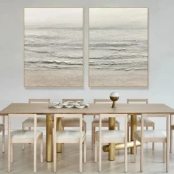Wabi sabi art hand painted White Sea Waves Decor Oil Painting Large Wall Hand Painted Texture Sea Landscape Painting Fashion Wall Art wave oil painting White Beach canvas Oil Painting christmas gift