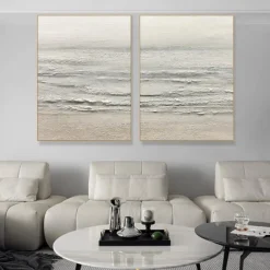 Wabi sabi art hand painted White Sea Waves Decor Oil Painting Large Wall Hand Painted Texture Sea Landscape Painting Fashion Wall Art wave oil painting White Beach canvas Oil Painting christmas gift