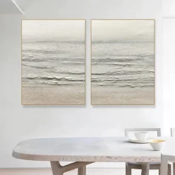 Wabi sabi art hand painted White Sea Waves Decor Oil Painting Large Wall Hand Painted Texture Sea Landscape Painting Fashion Wall Art wave oil painting White Beach canvas Oil Painting christmas gift