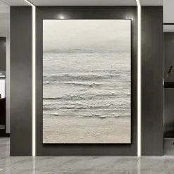 Wabi sabi art hand painted White Sea Waves Decor Oil Painting Large Wall Hand Painted Texture Sea Landscape Painting Fashion Wall Art wave oil painting White Beach canvas Oil Painting christmas gift