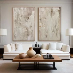 Wabi sabi painting handmade Wall Art Beige Abstract Painting on Canvas A Pair Beige Texture oil painting handmade Wall Art Neutral Abstract painting Wall Art Boho Wal Decor painting