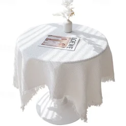 Waffle Weave Tablecloth Textured and Stylish Design Adds Elegance to Dining Tables Durable and Easy to Clean Perfect for Everyday Use or Special Occasions Enhances Your Home Decor with a Minimalist To