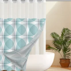 Waffle-Weave Textured Shower Curtain Set with Snap-in Liner and Sheer Window Water-Repellent Polyester Blend Fabric, Grommet Top, 120GSM Hotel Quality Spa Style Bathroom Partition No Hooks Required