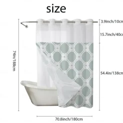 Waffle-Weave Textured Shower Curtain Set with Snap-in Liner and Sheer Window Water-Repellent Polyester Blend Fabric, Grommet Top, 120GSM Hotel Quality Spa Style Bathroom Partition No Hooks Required