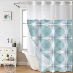 Waffle-Weave Textured Shower Curtain Set with Snap-in Liner and Sheer Window Water-Repellent Polyester Blend Fabric, Grommet Top, 120GSM Hotel Quality Spa Style Bathroom Partition No Hooks Required