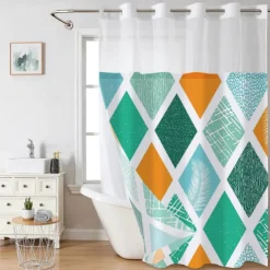 Waffle-Weave Textured Shower Curtain Set with Snap-in Liner and Sheer Window Water-Repellent Polyester Blend Fabric, Grommet Top, 120GSM Hotel Quality Spa Style Bathroom Partition No Hooks Required