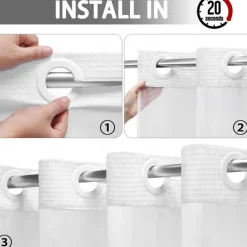 Waffle-Weave Textured Shower Curtain Set with Snap-in Liner and Sheer Window Water-Repellent Polyester Blend Fabric,Grommet Top,120GSM Hotel Quality Spa Style Bathroom Partition No Hooks Required