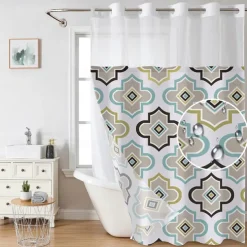 Waffle-Weave Textured Shower Curtain Set with Snap-in Liner Sheer Window Water-Repellent Polyester Blend Fabric,Grommet Top,120GSM Hotel Quality Spa Style Bathroom Partition No Hooks Required