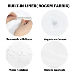 Waffle-Weave Textured Shower Curtain Set with Snap-in Liner Sheer Window Water-Repellent Polyester Blend Fabric,Grommet Top,120GSM Hotel Quality Spa Style Bathroom Partition No Hooks Required