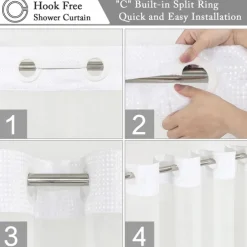 Waffle-Weave Textured Shower Curtain Set with Snap-in Liner Sheer Window Water-Repellent Polyester Blend Fabric,Grommet Top,120GSM Hotel Quality Spa Style Bathroom Partition No Hooks Required