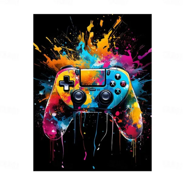 Wall Art Canvas Colorful Neon Gamer Controller Prints and Posters Pictures Decorative Fabric Painting For Living Room Pictures No Frame