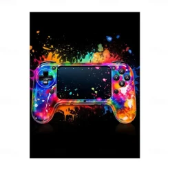 Wall Art Canvas Colorful Neon Gamer Controller Prints and Posters Pictures Decorative Fabric Painting For Living Room Pictures No Frame