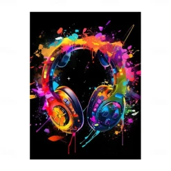 Wall Art Canvas Colorful Neon Gamer Controller Prints and Posters Pictures Decorative Fabric Painting For Living Room Pictures No Frame