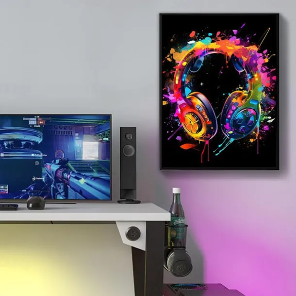 Wall Art Canvas Colorful Neon Gamer Controller Prints and Posters Pictures Decorative Fabric Painting For Living Room Pictures No Frame