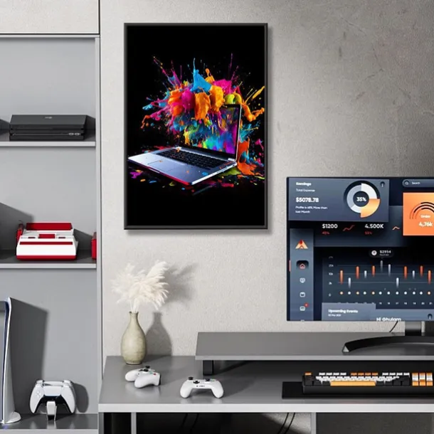 Wall Art Canvas Colorful Neon Gamer Controller Prints and Posters Pictures Decorative Fabric Painting For Living Room Pictures No Frame