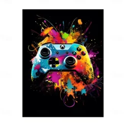 Wall Art Canvas Colorful Neon Gamer Controller Prints and Posters Pictures Decorative Fabric Painting For Living Room Pictures No Frame
