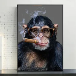 Wall Art Canvas Monkey Smoking a Cigar Paintings on the Wall Art Posters and Prints Animals Nordic Pictures Home Wall Decoration Without Frame Painting Core