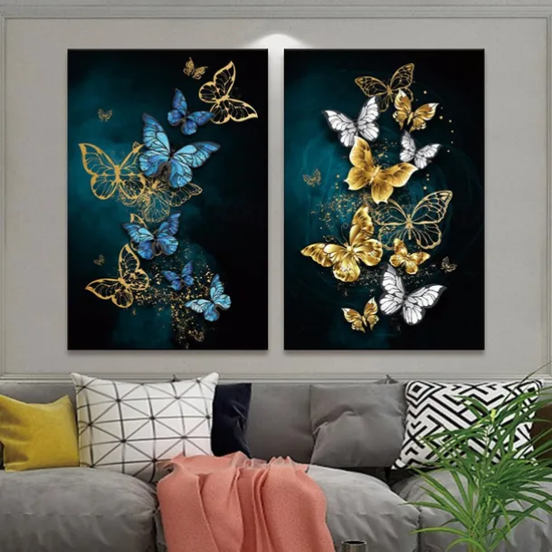 Wall Art Canvas Poster Painting Artwork Picture Abstract Butterfly Gold Home Decoration Dcor Rolled Canvas No Frame Unframed Unstretched