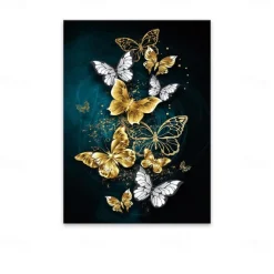 Wall Art Canvas Poster Painting Artwork Picture Abstract Butterfly Gold Home Decoration Dcor Rolled Canvas No Frame Unframed Unstretched
