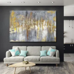 Wall Art Canvas Prints Painting Artwork Picture Abstract Knife Painting Golden Landscape Home Decoration Decor Rolled Canvas No Frame Unframed Unstretched