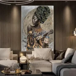 Wall Art Canvas Prints Painting Artwork Picture Portrait Beauty Gold Home Decoration Decor Rolled Canvas No Frame Unframed Unstretched