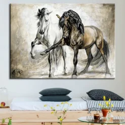 Wall Art Canvas Prints Painting Artwork Picture Animal Horse Home Decoration Decor Rolled Canvas No Frame Unframed Unstretched