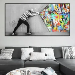 Wall Art Canvas Prints Painting Artwork Picture People Abstract Graffiti Home Decoration Decor Rolled Canvas No Frame Unframed Unstretched