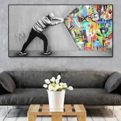 Wall Art Canvas Prints Painting Artwork Picture People Abstract Graffiti Home Decoration Decor Rolled Canvas No Frame Unframed Unstretched