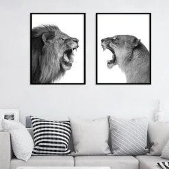 Wall Art Canvas Prints Painting Artwork Picture Animal Lion Home Decoration Decor Rolled Canvas No Frame Unframed Unstretched