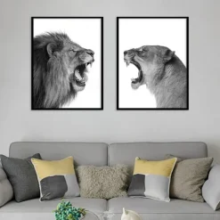 Wall Art Canvas Prints Painting Artwork Picture Animal Lion Home Decoration Decor Rolled Canvas No Frame Unframed Unstretched