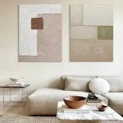 Wall Art oil painting handmade Wabi sabi painting Wall Art Beige Abstract Painting on Canvas painting handmade A Pair Beige Texture Wall Art Neutral Abstract Wall Art Boho Wal Decor
