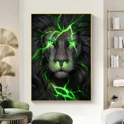 Wall Art Posters Black And Gold Light Lion On Canvas Painting Modern Animal Pictures For Living Room Home Decoration No Frame
