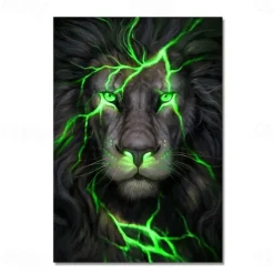 Wall Art Posters Black And Gold Light Lion On Canvas Painting Modern Animal Pictures For Living Room Home Decoration No Frame