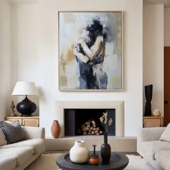 Wall Art Woman face oil painting handmade Canvas Art Faceless Portrait Painting Abstract Lady Framed Woman girl painting Lovers' decor oil painting artwork lover nude oil painting