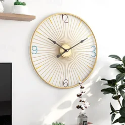 Wall Clock Art Clock Nordic Wall Clock Living Room Silent Clock Round Iron Clock Used for Home Wall Decor Battery Powered Black Gold Black Silent Office Wall Clock 50cm